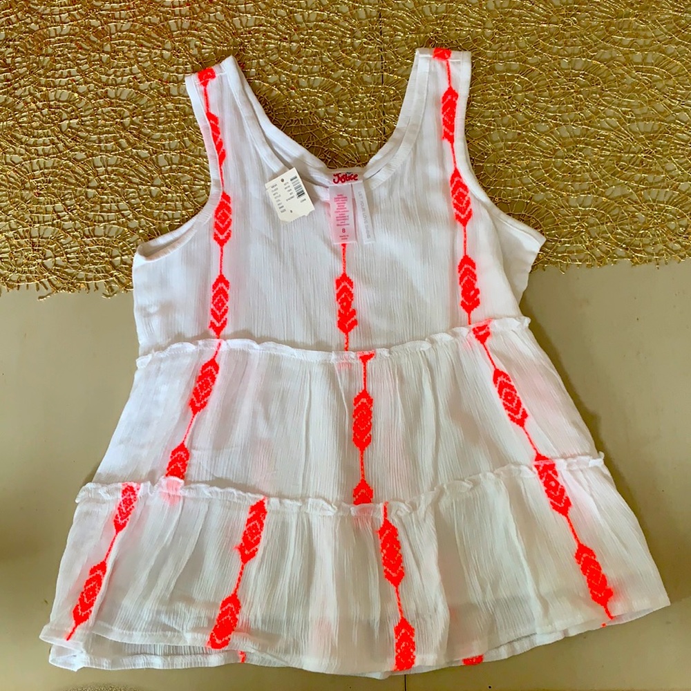 Justice girls size 8 off-white and coral tank!
